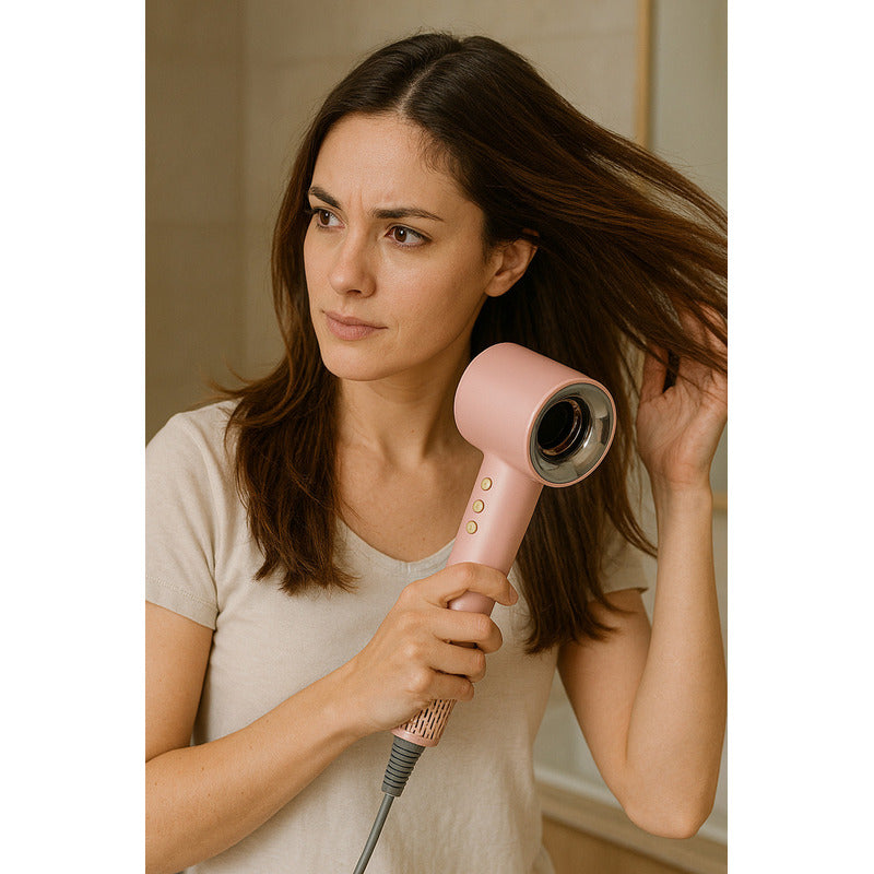 Secadora De Cabello Digital Iónica Profesional Asva - 4 Velocidades, Color Rosa Claro