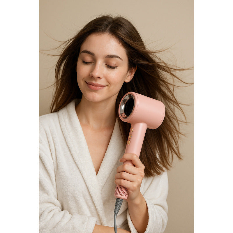 Secadora De Cabello Digital Iónica Profesional Asva - 4 Velocidades, Color Rosa Claro