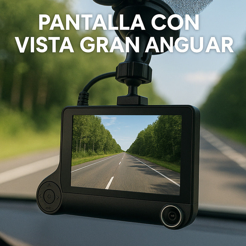 Dashcam 3 Cámaras Con Pantalla | Grabación Full Hd Y Cámara De Reversa