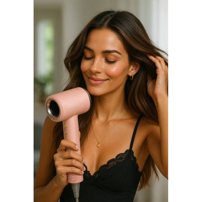 Secadora De Cabello Digital Iónica Profesional Asva - 4 Velocidades, Color Rosa Claro